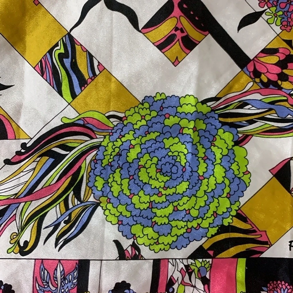 Vintage Paoli silk scarf with floral and abstract print
